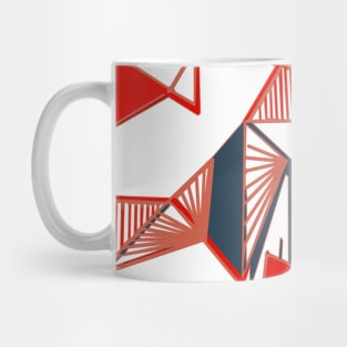 Red geo abstract paint lines Mug